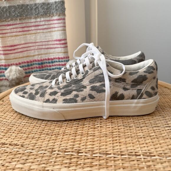Vans Old Skool Hairy Suede Grey Leopard Animal Print Low Top Shoes Women’s 9.5 - Picture 4 of 9